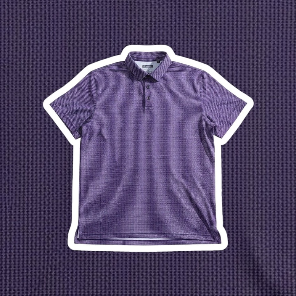 Chase 54 Men's XL Purple Performance Golf Polo Shirt Micro Check